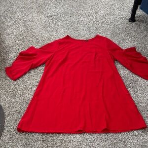 Red Bell Sleeve Swing Dress